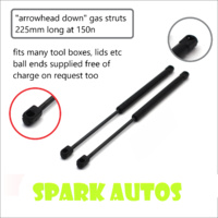 1 PAIR TOOL BOX GAS STRUTS 225MM X 150N ARROWHEAD GET DOWNS 225MM LONG AT 150N