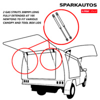 GAS STRUTS FIT CANOPY & TOOL BOX 308MM LONG SET @ 105N (010552) BRAND NEW PAIR!!