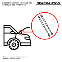 Qty(2) CANOPY GAS STRUTS 441mm long @ 100N  fit FLEXIGLASS - ARB - TOURERTOP TJM