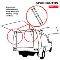 Canopy gas struts match Stabilus part# STRT002 2672315 0160N 360MM EXTENDED